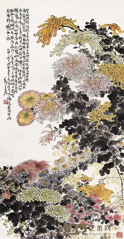 谢公展 秋艳图 立轴 137×68cm